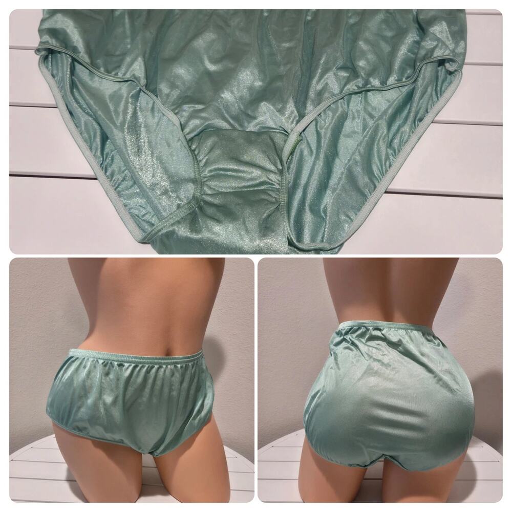 Shadowline 11032 Bikini Panty Shiny Nylon Full Cut Silky Glossy Green 10/3XL